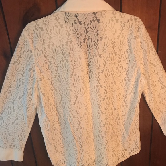 Impressions semi sheer zip up blouse - Picture 4 of 5